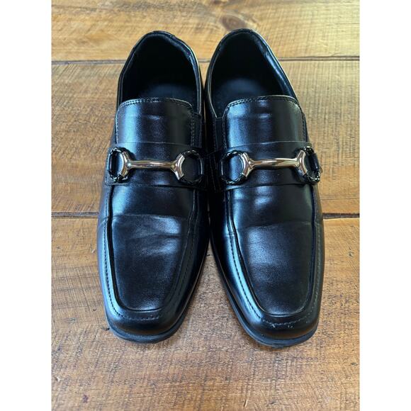 Stacy Adams Other - Stacy Adams Boys Solid Black Faux Leather Slip On Loafer Dress Shoes Size 3M